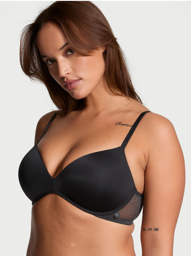 Brasier  Victoria Secret push up sin aro con copa de textura lisa Sexy Tee 34 B negro